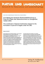Zum Beitrag der deutschen Biodiversitätsforschung zu Post-2010-Zielen des Übereinkommens zur biologischen Vielfalt (CBD)