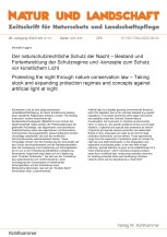 Der naturschutzrechtliche Schutz der Nacht - Bestand und Fortentwicklung der Schutzregime und -konzepte zum Schutz vor künstlichem Licht