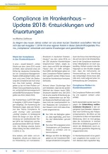 Compliance im Krankenhaus - Update 2018: Entwicklungen und Erwartungen