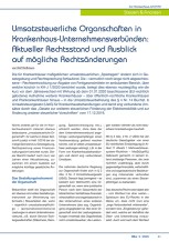 Umsatzsteuerliche Organschaften in Krankenhaus-Unternehmensverbünden: Aktueller Rechtsstand und Ausblick auf mögliche Rechtsänderungen