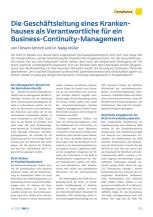 Die Geschäftsleitung eines Krankenhauses als Verantwortliche für ein Business-Continuity-Management