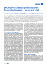 Strukturveränderung im deutschen Gesundheitswesen - wann und wie?